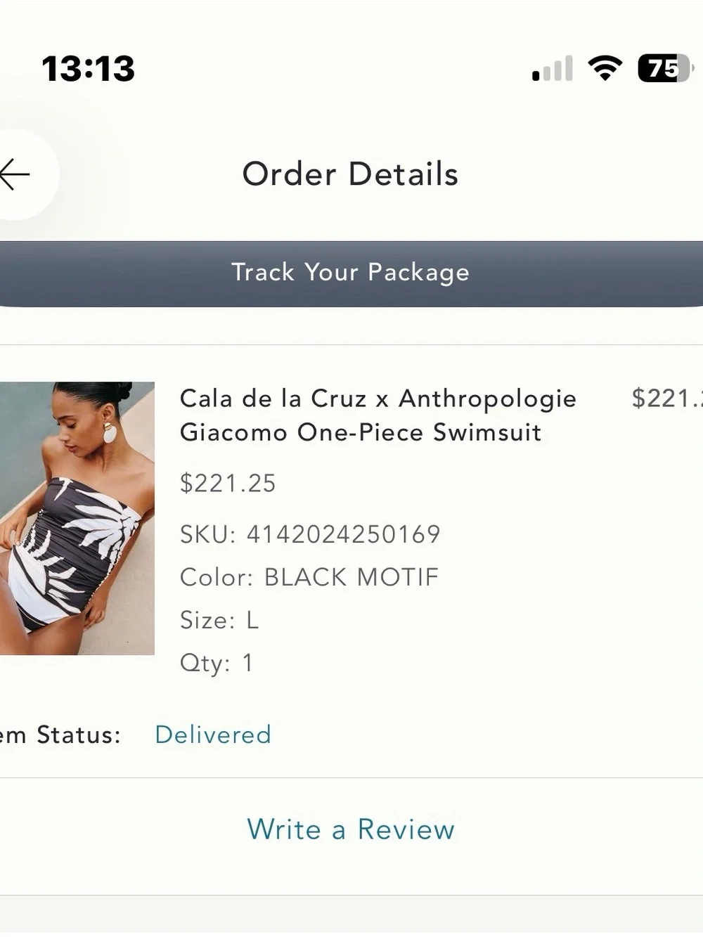 Cala de la Cruz x Anthropologie Giocomo Black & White Tropical Print Swimsuit
